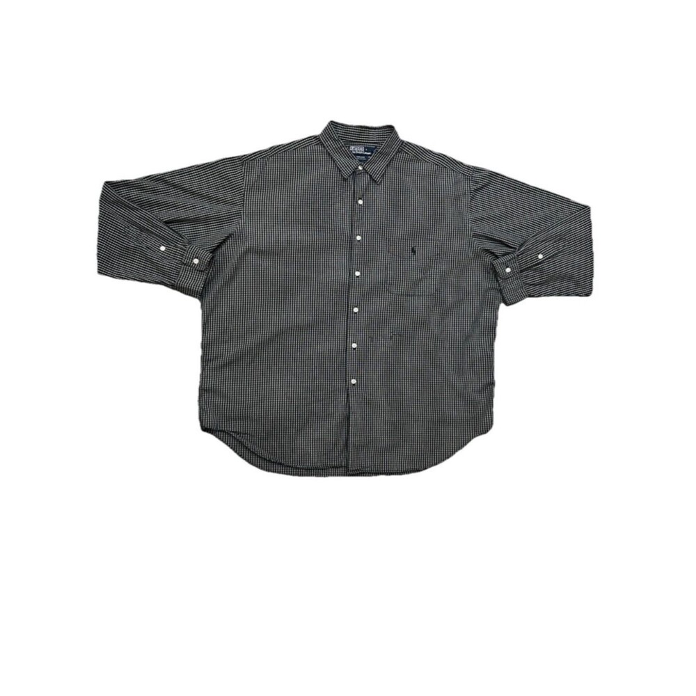 Vintage Polo Ralph Lauren Marlowe XXL Black White Gingham Check Cotton Shirt Vtg
